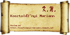 Kosztolányi Mariann névjegykártya